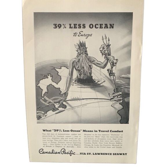 Vintage 1935 Canadian Pacific 39% Less Ocean Ad Advertisement - Picture 5 of 5